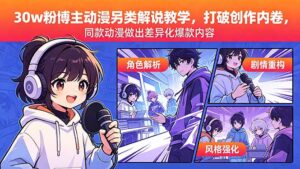 30w粉博主动漫另类解说教学，打破创作内卷，同款动漫做出差异化爆款内容-川川创富网