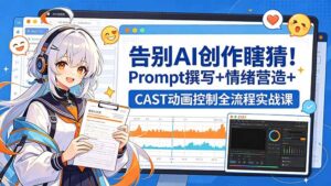 告别AI创作瞎猜！Prompt撰写+情绪营造+CAST动画控制全流程实战课-川川创富网