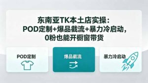 东南亚TK本土店实操-5月更新：POD定制+爆品截流+暴力冷启动，0粉也能开橱窗带货-川川创富网
