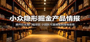 小众隐形掘金产品情报：避开巨头高门槛项目，小团队可直接复刻落地变现-川川创富网