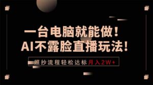 一台电脑就能做！AI不露脸直播玩法，照抄流程轻松达标月入2W+-川川创富网