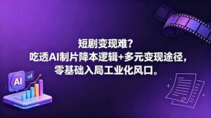 短剧变现难？吃透AI制片降本逻辑+多元变现途径，零基础入局工业化风口-川川创富网