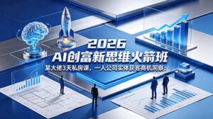 2026 AI 创富新思维火箭班：某大佬3天私房课，一人公司实体获客商机洞察-川川创富网