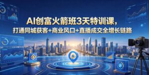 AI创富火箭班3天特训课，打通同城获客+商业风口+直播成交全增长链路，2026年4月新课-川川创富网