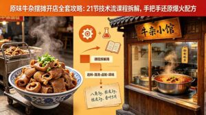 原味牛杂摆摊开店全套攻略:21节技术流课程拆解,手把手还原爆火配方-川川创富网