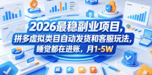 2026最稳副业项目，拼多多虚拟类目自动发货和客服玩法，睡觉都在进账，月1-5W【揭秘】-川川创富网