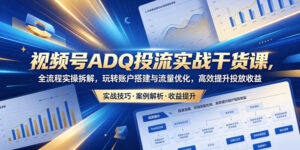 视频号ADQ投流实战干货课，全流程实操拆解，玩转账户搭建与流量优化，高效提升投放收益-川川创富网