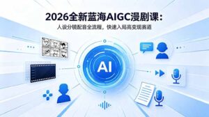 2026全新蓝海AIGC漫剧课：人设分镜配音全流程，快速入局高变现赛道-川川创富网