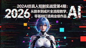 2026AI仿真人短剧实战营第4期：从剧本到成片全流程教学，零基础打造商业级作品-川川创富网