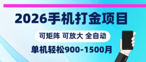 2026手机打金项目，小白轻松上手，单机900-1500月，可矩阵可放大【揭秘】-川川创富网