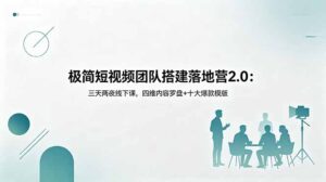 极简短视频团队搭建落地营2.0：三天两夜线下课，四维内容罗盘+十大爆款模版-川川创富网