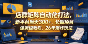 店群矩阵自动化打法，新平台当天300+，长期项目，保姆级教程，26年爆炸玩法【揭秘】-川川创富网