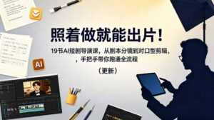 照着做就能出片！19节AI短剧导演课，从剧本分镜到对口型剪辑，手把手带你跑通全流程(更新-川川创富网
