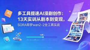 多工具提速AI漫剧创作：13天实训从剧本到变现，SORA即梦wan2-2全工具实战-川川创富网