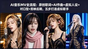 AI音乐MV全流程：原创歌词+AI作曲+虚拟人设+对口型+剪映后期，五步打造虚拟歌手-川川创富网