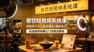 餐饮短视频系统课：老板IP+10+1到店理由+爆款钩子，实战案例拆解让门店客流翻倍-川川创富网