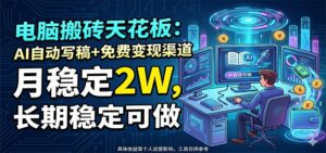 电脑搬砖天花板：AI自动写稿+免费变现渠道，月稳定2W，长期稳定可做-川川创富网