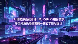 AI辅助原画设计课，MJ+SD+PS组合教学，多风格角色场景案例一站式学懂AI设计-川川创富网