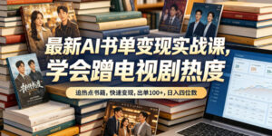 最新AI书单变现实战课，学会蹭电视剧热度，追热点书籍，快速变现，出单100+，日入四位数-川川创富网