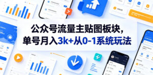 公众号流量主贴图板块，单号月入3k+从0-1系统玩法-川川创富网