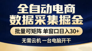 全自动电商数据采集掘金，批量可矩阵单窗口日入30+，无需云机一台电脑开干【揭秘】-川川创富网