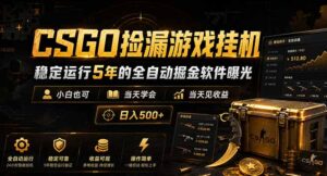 CSGO捡漏游戏挂机，稳定运行5年的全自动掘金软件曝光，小白也可当天学会，当天见收益，日入500+-川川创富网