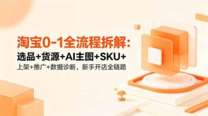 淘宝0-1全流程拆解：选品+货源+AI主图+SKU+上架+推广+数据诊断，新手开店全链路-川川创富网