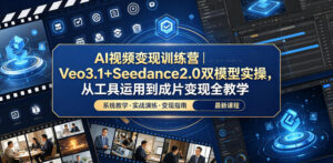 AI视频变现训练营｜Veo3.1+Seedance2.0双模型实操，从工具运用到成片变现全教学-川川创富网