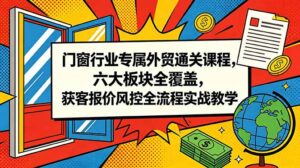 门窗行业专属外贸通关课程，六大板块全覆盖，获客报价风控全流程实战教学-川川创富网