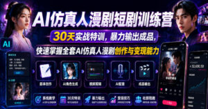 AI仿真人漫剧短剧训练营，30天实战特训，暴力输出成品，快速掌握全套AI仿真人漫剧创作与变现能力-川川创富网