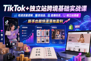 TikTok+独立站跨境基础实战课，吃透流量逻辑、爆款选品、直播投流与独立站搭建，新手也能快速落地盈利-川川创富网