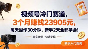 视频号冷门赛道，3个月变现23905元，新手2天学会 每天操作30分钟！-川川创富网