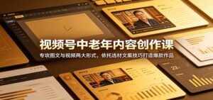 视频号中老年内容创作课：专攻图文与视频两大形式，依托选材文案技巧打造爆款作品-川川创富网