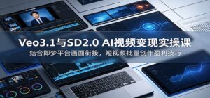 Veo3.1与SD2.0 AI视频变现实操课课：结合即梦平台画面衔接，短视频批量创作盈利技巧-川川创富网
