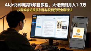 AI小说暴利搞钱项目教程,大佬亲测月入1-3万,从零教学短故事创作与投稿变现全套玩法-川川创富网