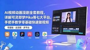 AI视频动画漫剧全套教程，详解可灵即梦Pika等七大平台，手把手教学零基础快速做视频-川川创富网