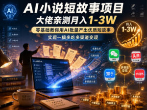 AI小说短故事项目，大佬亲测月入1-3W，零基础教你用AI批量产出优质短故事，实现一稿多吃多渠道变现-川川创富网