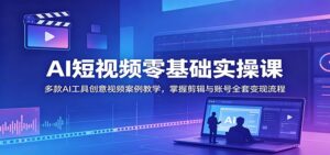 AI短视频零基础实操课：多款AI工具创意视频案例教学，掌握剪辑与账号全套变现流程-川川创富网