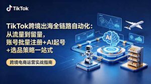 TikTok跨境出海全链路自动化：从流量到留量，账号批量注册+AI起号+选品策略一站式-川川创富网
