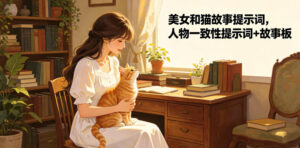 美女和猫故事提示词，人物一致性提示词+故事板-川川创富网