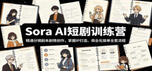 Sora AI短剧训练营：精通分镜剧本剧情创作，掌握IP打造、商业化接单全套流程-川川创富网
