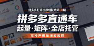 拼多多打爆班原创技术第60期，拼多多直通车，起量・矩阵・全店托管，高投产爆单增收教程-川川创富网
