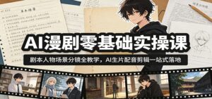 AI漫剧零基础实操课：剧本人物场景分镜全教学，AI生片配音剪辑一站式落地-川川创富网