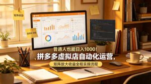 普通人也能日入 1000！拼多多虚拟店自动化运营，矩阵放大收益全程实操流程-川川创富网