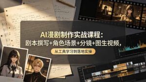 AI漫剧制作实战课程：剧本撰写+角色场景+分镜+图生视频，从工具学习到落地实操-川川创富网