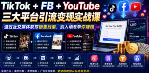 TikTok+FB+YouTube三大平台引流变现实战课，通过社交媒体获取销售线索，别人填表单你賺钱【原创双语字幕】-川川创富网