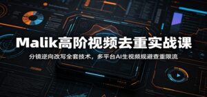 Malik高阶视频去重实战课：分镜逆向改写全套技术，多平台AI生视频规避查重限流-川川创富网