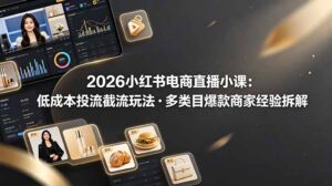 2026小红书电商直播小课，低成本投流截流玩法，多类目爆款商家经验完整拆解教学-川川创富网