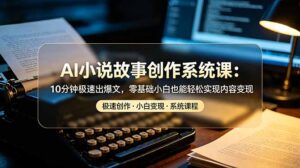 AI小说故事创作系统课：10分钟极速出爆文，零基础小白也能轻松实现内容变现-川川创富网