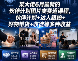某大佬6月最新的伙伴计划图片类赛道课程，伙伴计划+达人跟拍+好物带货+收徒等多种收益-川川创富网